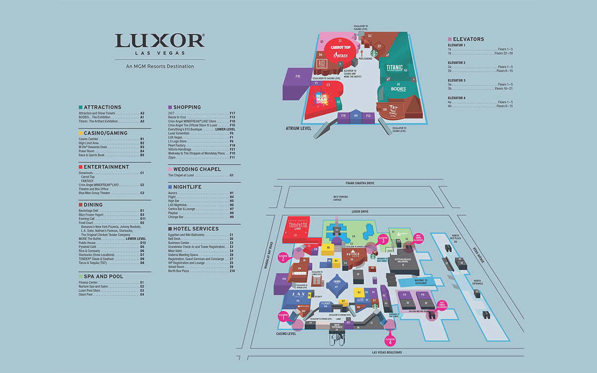 Luxor Hotel Facility Map - Las Vegas